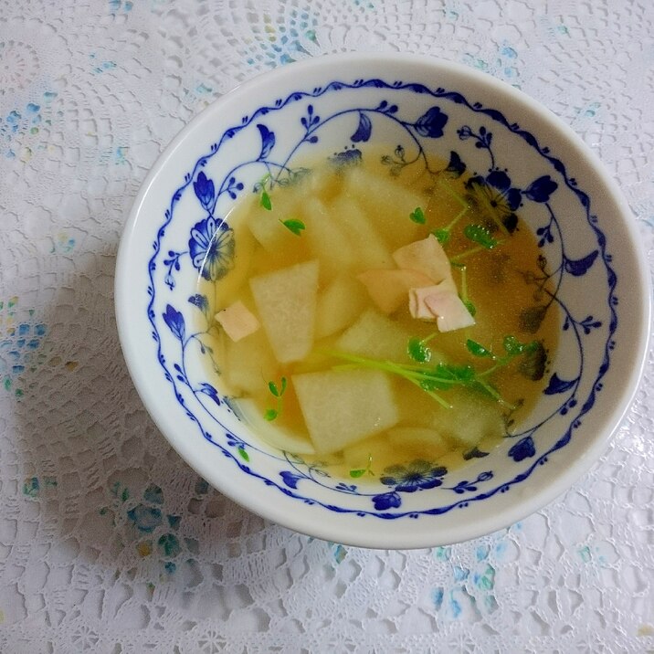 冬瓜と豆苗とハムのスープ